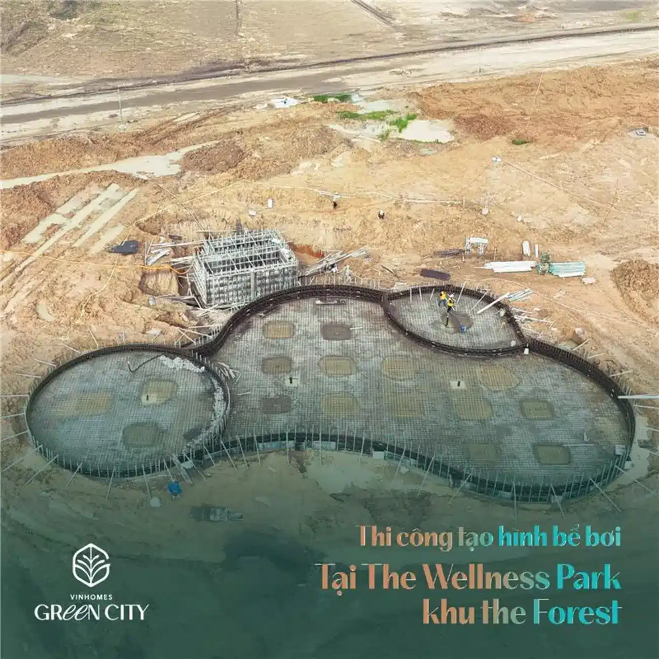 “Cập nhật tiến độ thi công Vinhomes Green City Hậu Nghĩa – The Wellness Park tháng 7/2025.”