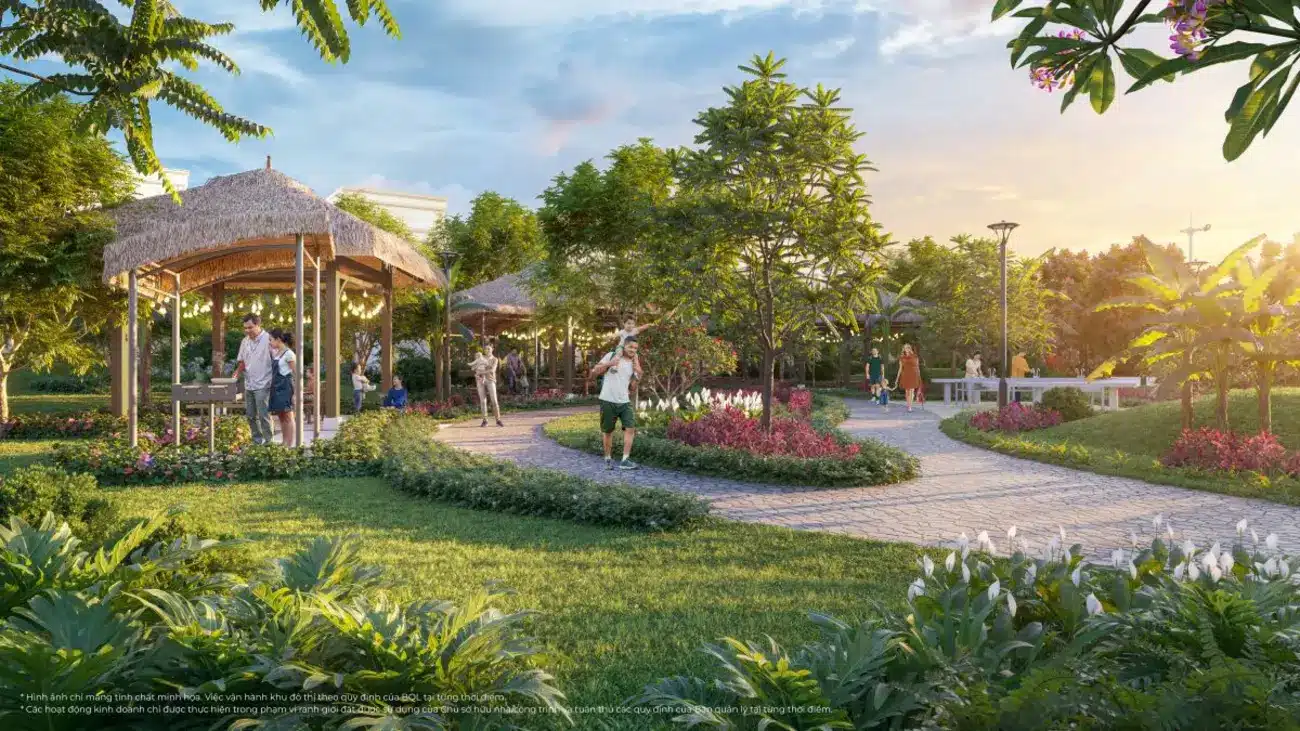Công viên xanh trong dự án Vinhomes Green City Long An, mang lại không gian sống sinh thái, thoáng đãng.