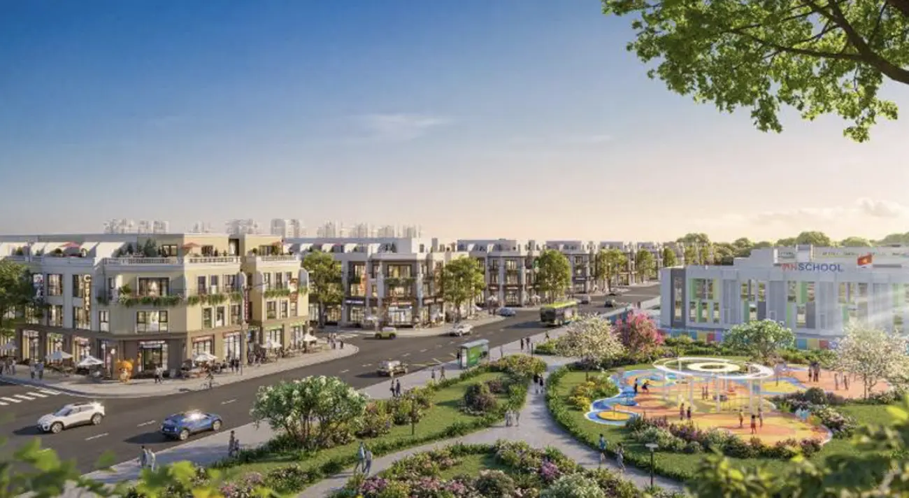 Khung cảnh nhộn nhịp và sống động tại dự án Vinhomes Green City Long An, nơi giao hòa giữa thiên nhiên và cuộc sống hiện đại.