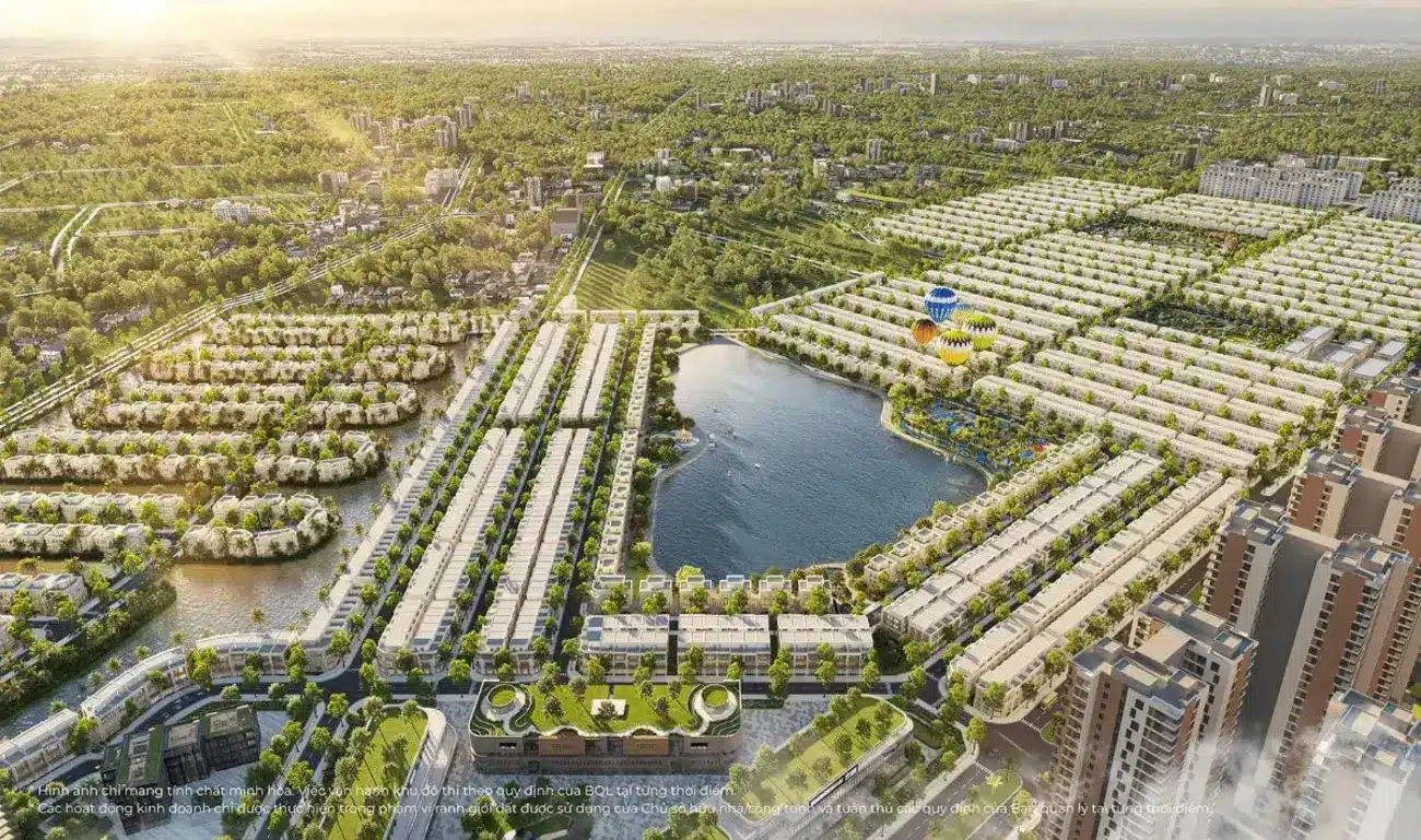 Phối cảnh dự án Vinhomes Green City Long An với không gian xanh và hệ thống hạ tầng hiện đại.