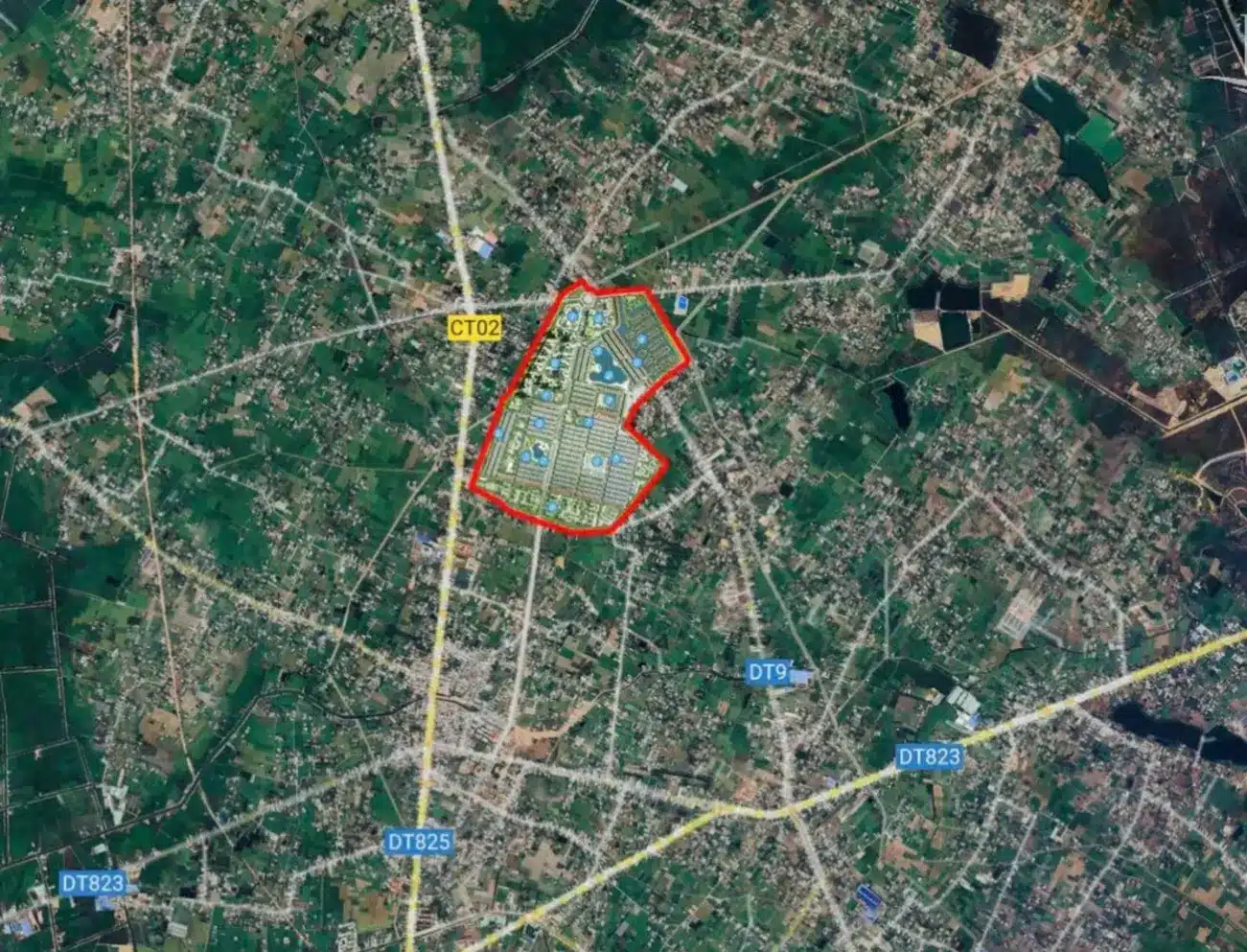Vị trí đắt giá của Vinhomes Green City Long An tại trung tâm huyện Đức Hòa, kết nối thuận tiện.